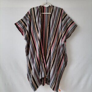 NWT Unbranded Women's Multicolor Striped Open Front Longline Cardigan One Size